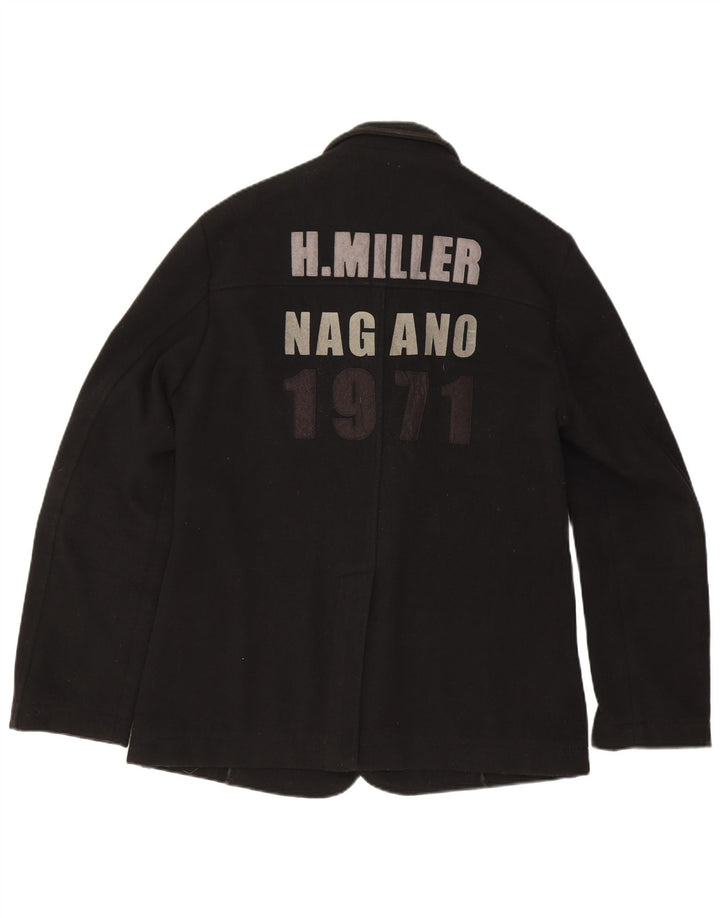 Kejo Ανδρικό σακάκι σακάκι με 3 κουμπιά γραφικό UK 38 μέτριο μαύρο μαλλί