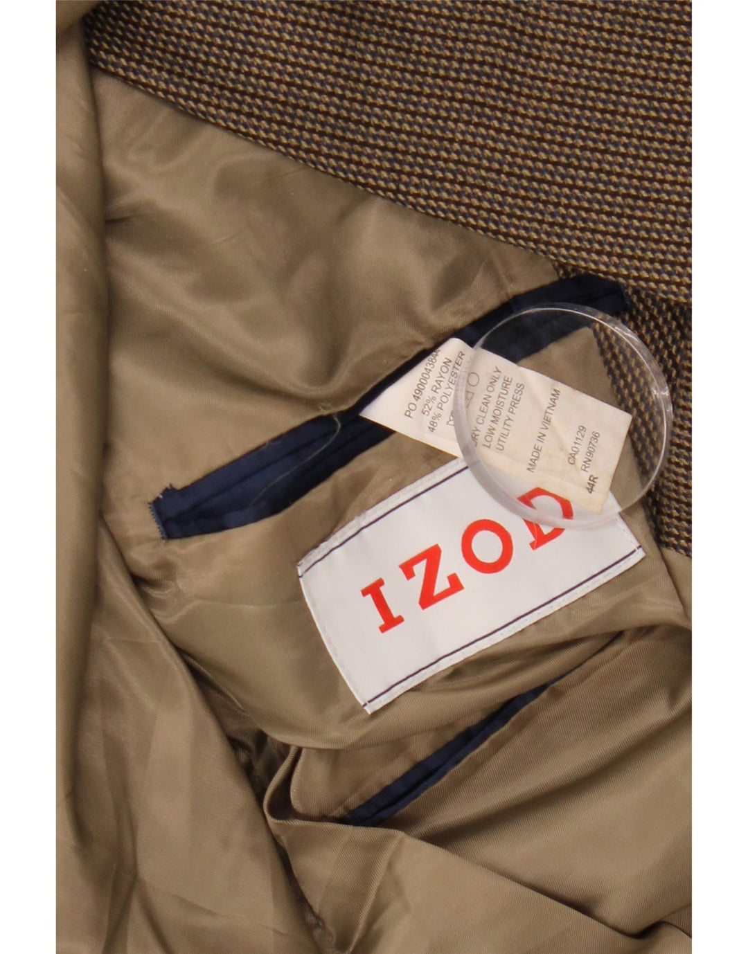 IZOD Ανδρικό σακάκι με 2 κουμπιά σακάκι UK 44 2XL Brown Pinstripe Rayon