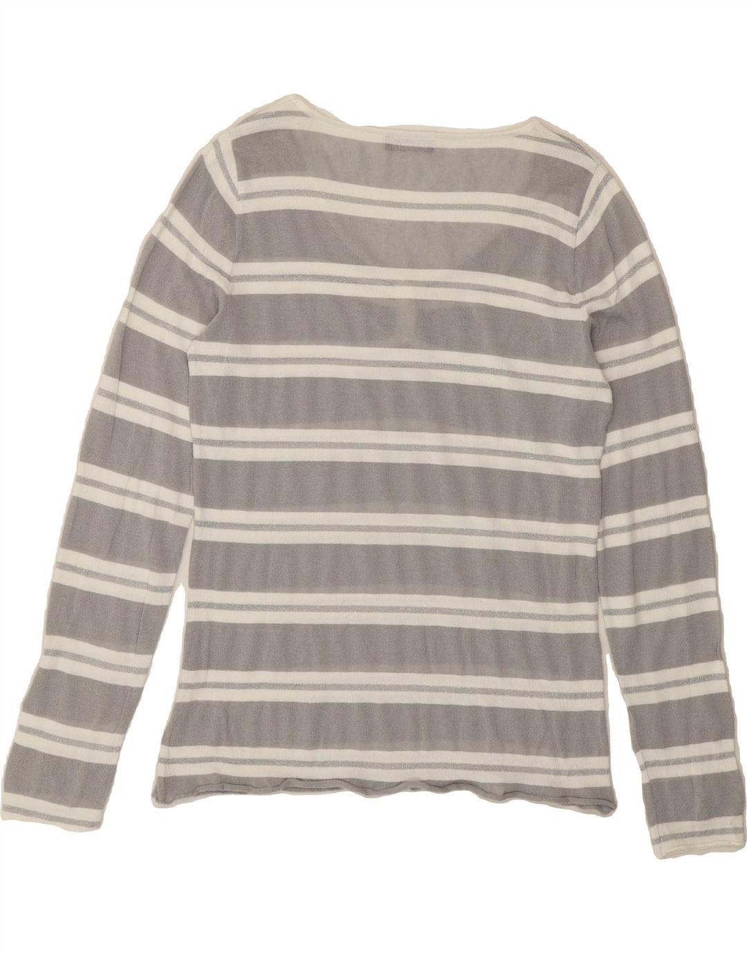 TRUSSARDI JEANS Womens Top Long Sleeve UK 14 Medium Grey Striped Vintage Trussardi Jeans and Second-Hand Trussardi Jeans from Messina Hembry 