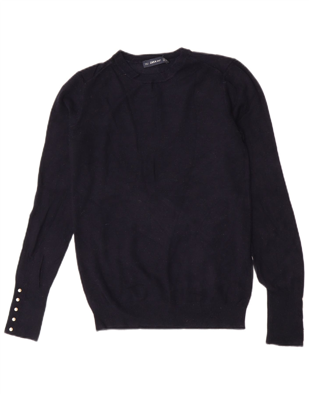 Zara Γυναικείο πουλόβερ με λαιμόκοψη UK 12 Medium Navy Blue Viscose