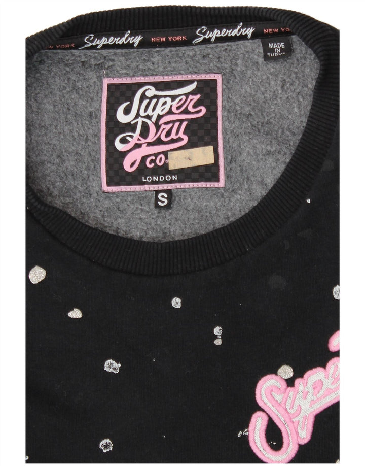 SUPERDRY Γυναικείο φούτερ μεγάλου μεγέθους Jumper UK 10 Small Black Spotted