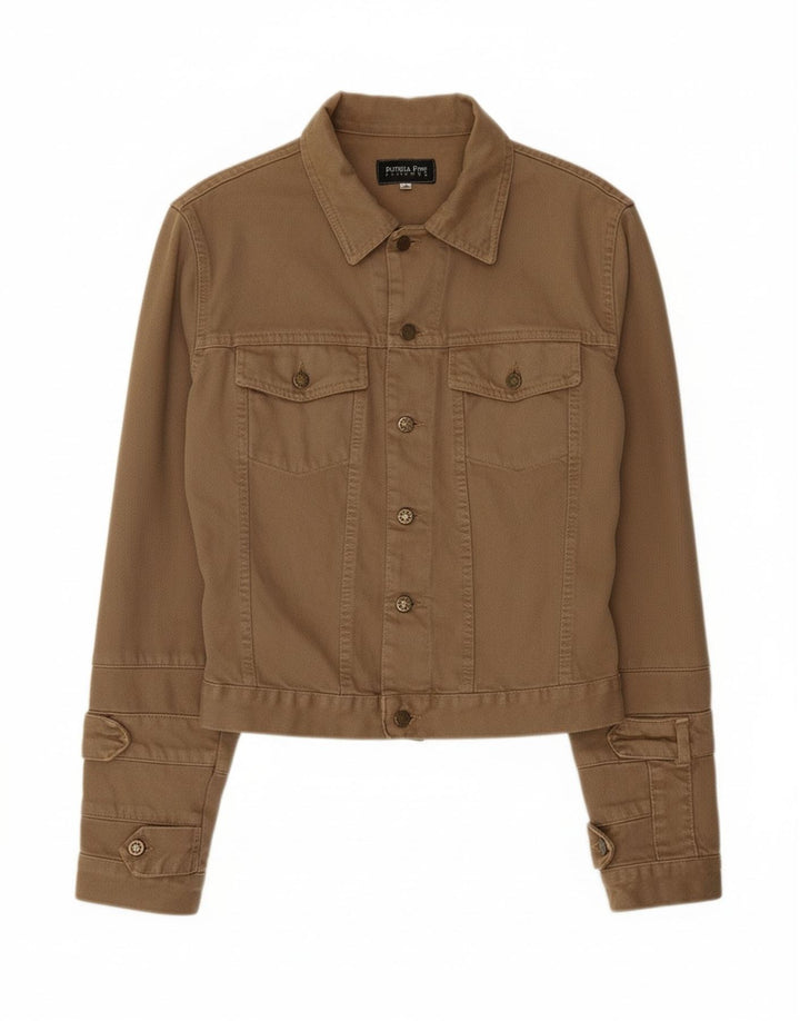 PATRIZIA PEPE Womens Crop Denim Jacket IT 44 Medium Beige