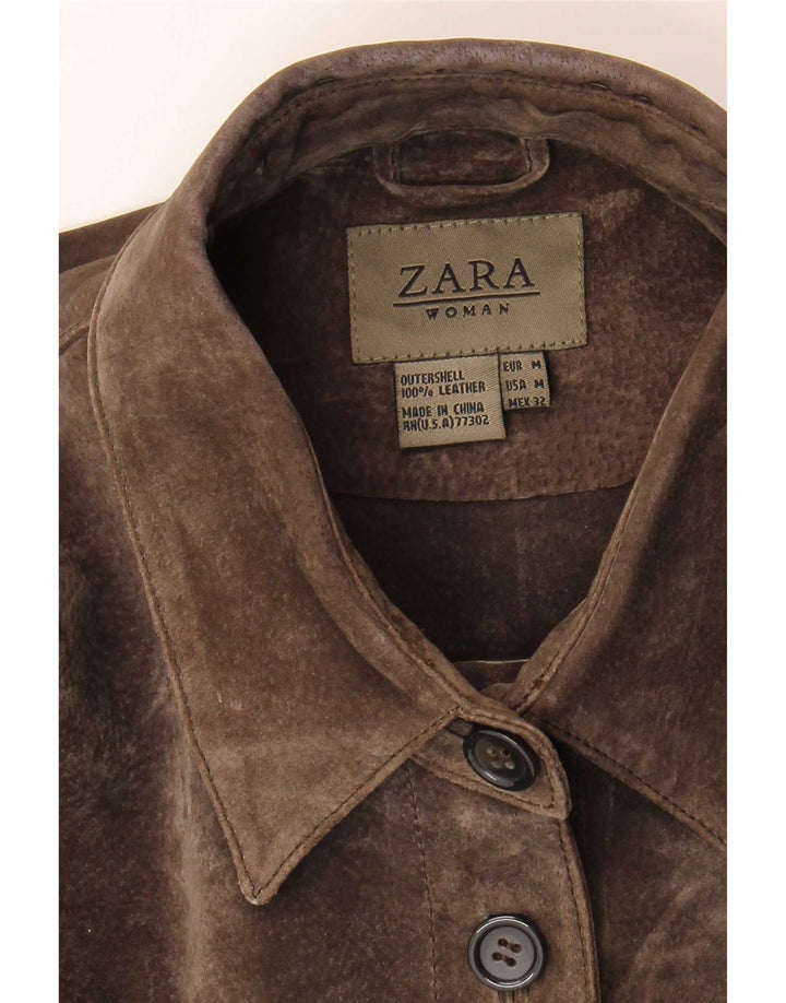 Zara Γυναικείο Suede Jacket UK 14 Medium Brown Δερμάτινο