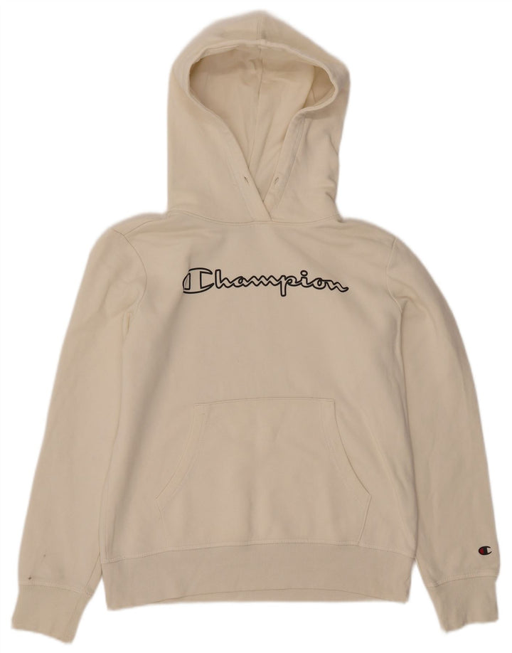 CHAMPION Γυναικείο Γραφικό Hoodie Jumper UK 14 Μεσαίο λευκό βαμβακερό