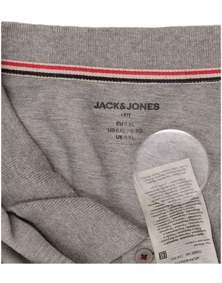 Ανδρικό μπλουζάκι πόλο Jack & Jones 6XL γκρι βαμβακερό