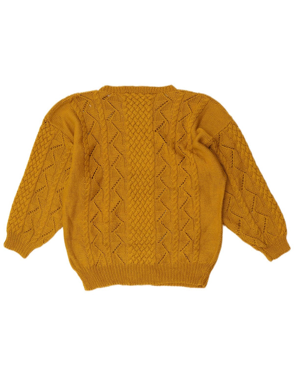 Vintage γυναικείο πουλόβερ με λαιμόκαυμα UK 14 Medium Yellow