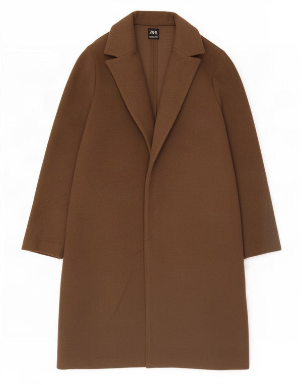 Zara Γυναικείο Ανοιχτό Παλτό UK 14 Large Brown Πολυεστέρας