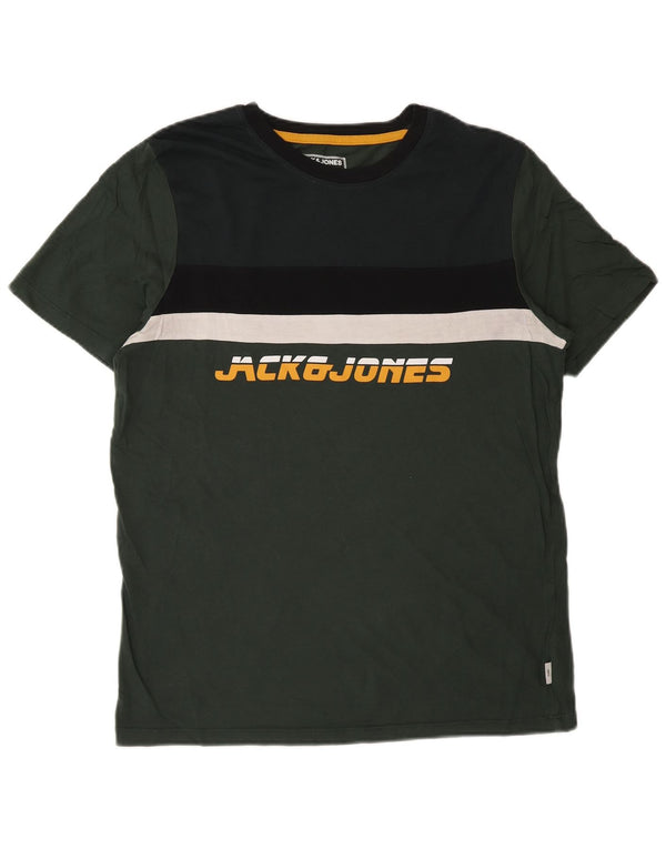 Ανδρικό γραφικό μπλουζάκι Jack & Jones Slim Fit Top Small Green Colourblock
