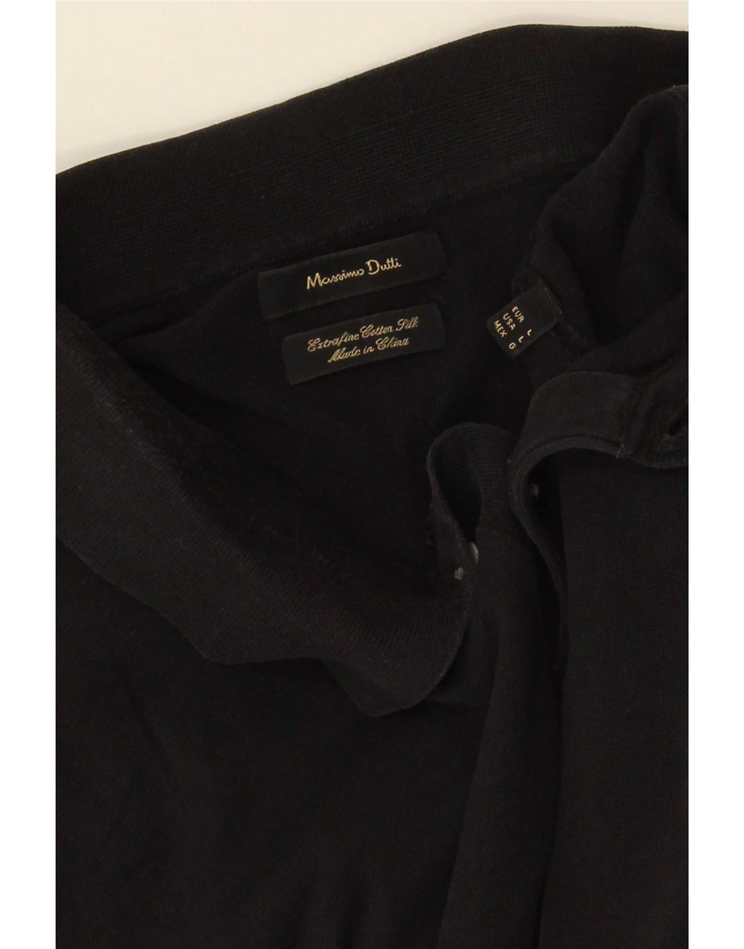 Ανδρικό πουκάμισο πόλο Massimo Dutti, μεγάλο μαύρο βαμβακερό