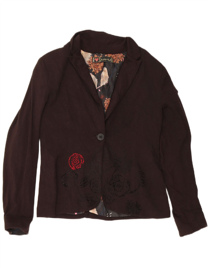 Desigual Γυναικείο Μπουφάν μπλέιζερ με 1 κουμπί EU 40 Μεσαίο μαύρο φλοράλ