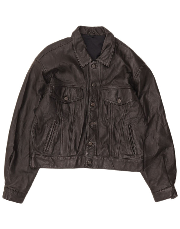 Vintage Ανδρικό Bomber Δερμάτινο Μπουφάν UK 36 Small Black