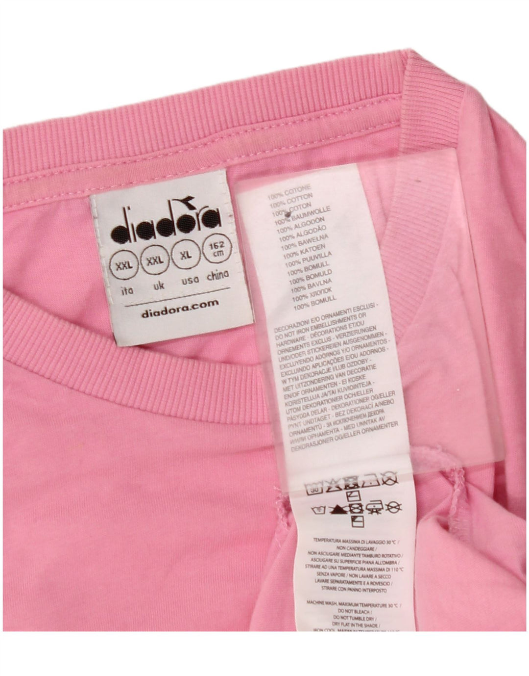 DIADORA T-Shirt για κορίτσια 13-14 ετών 2XL ροζ βαμβακερό