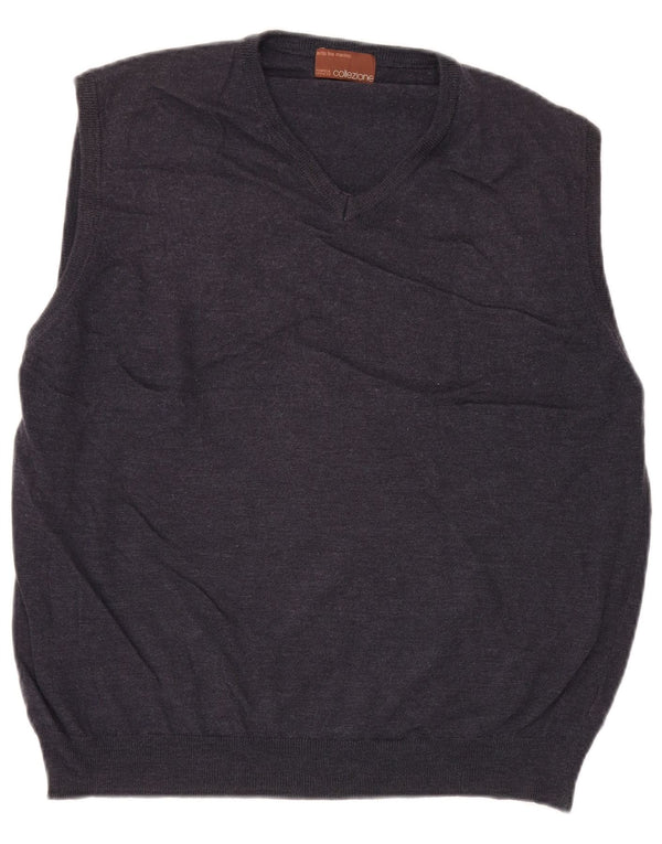 Marks & Spencer Ανδρικό γιλέκο Tank Top XL Navy Blue Merino Wool