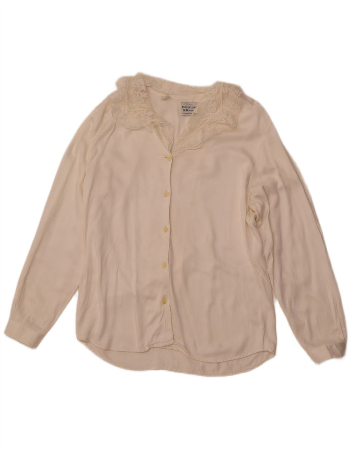 BENETTON Γυναικείο Πουκάμισο Μπλούζα IT 44 Medium Off White Viscose