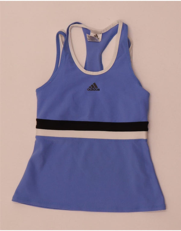 Adidas Γυναικείο γιλέκο Climalite Crop Top UK 10 Small Blue Colorblock Nylon