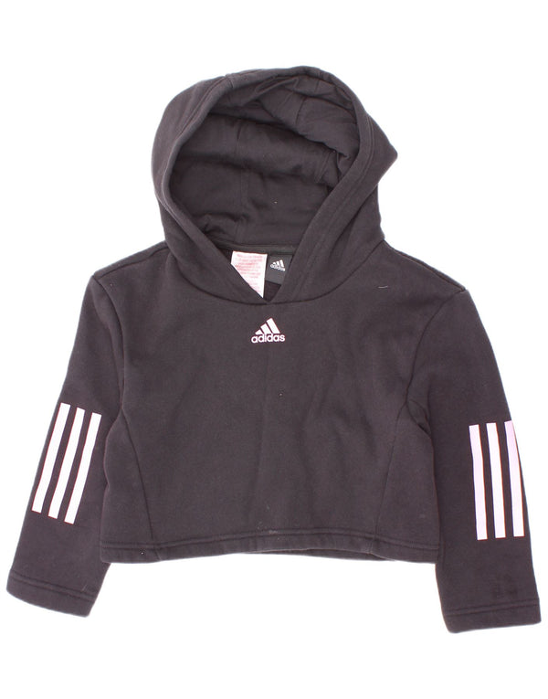Adidas Girls Crop Hoodie Jumper 5-6 ετών Μαύρο βαμβακερό