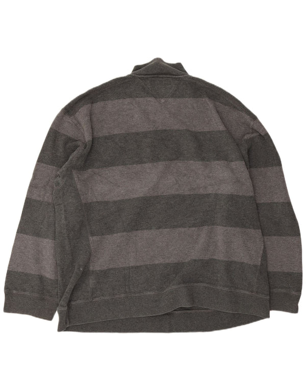 Tommy Hilfiger Ανδρικό πουλόβερ με φερμουάρ 2XL βαμβακερό γκρι ριγέ