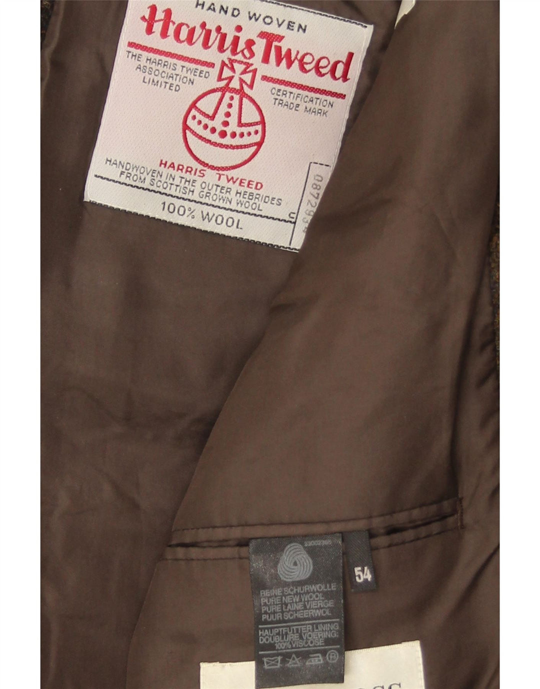 Ανδρικό μπουφάν HARRIS TWEED 2 κουμπιά σακάκι IT 54 2XL Brown Check New Wool