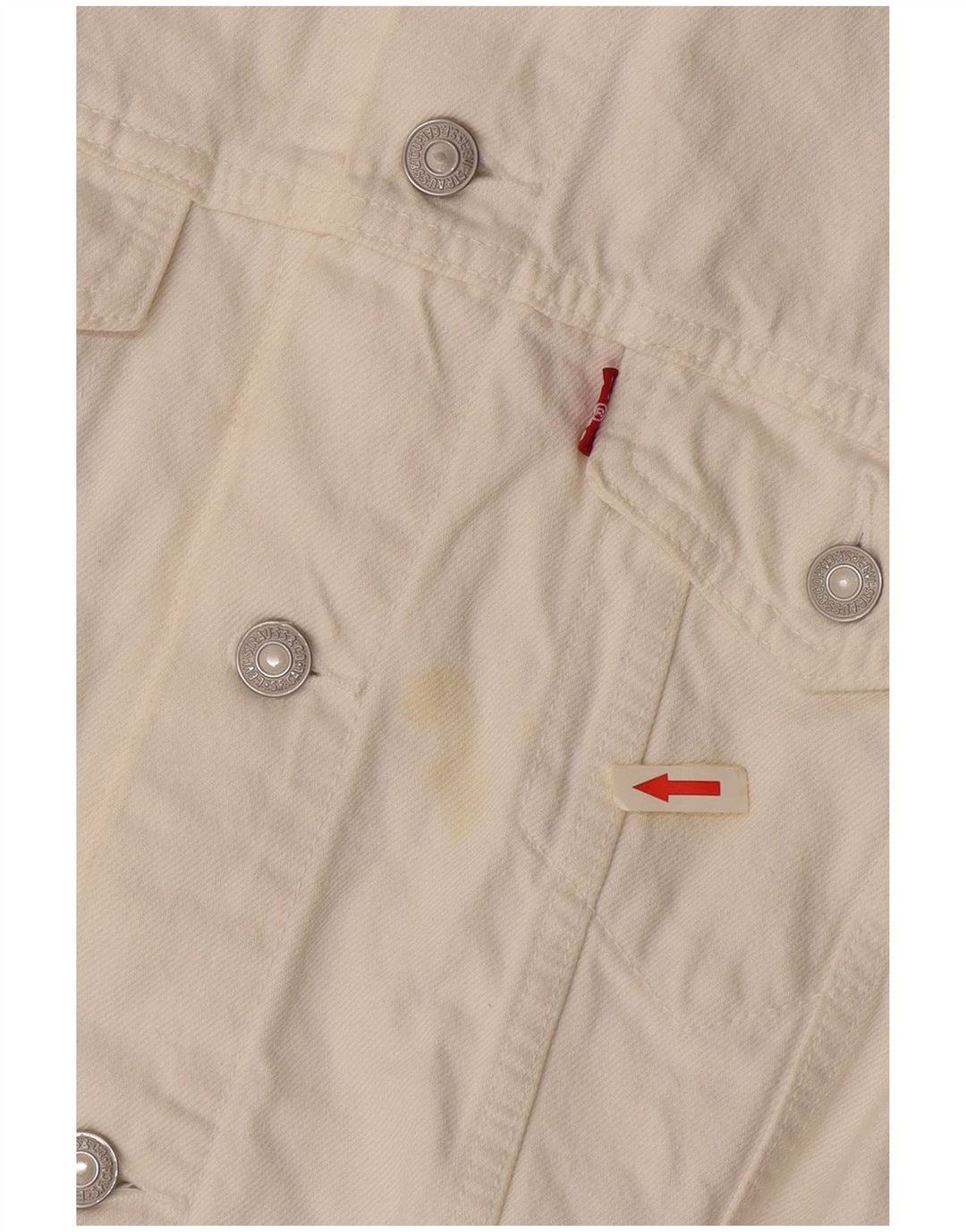 LEVI'S Womens Crop Denim Gilet UK 16 Large White Cotton