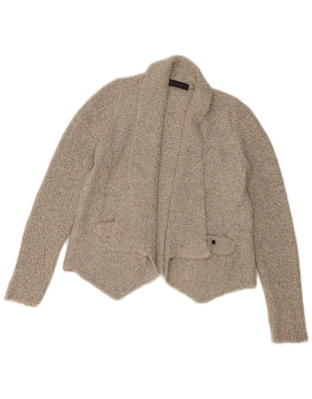 Marks & Spencer Γυναικείο Crop Open Cardigan πουλόβερ UK 14 Medium Grey Flecked