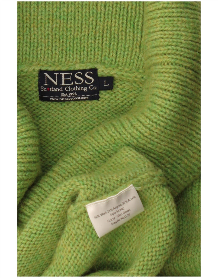 Ness Γυναικείο πουλόβερ με ρολό λαιμόκοψη UK 14 Large Green Wool