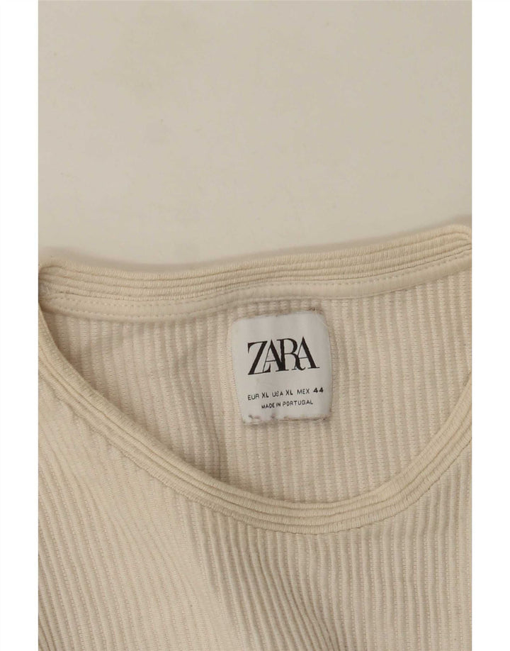 Ανδρικό τοπ Zara μακρυμάνικο XL σε ανοιχτό λευκό