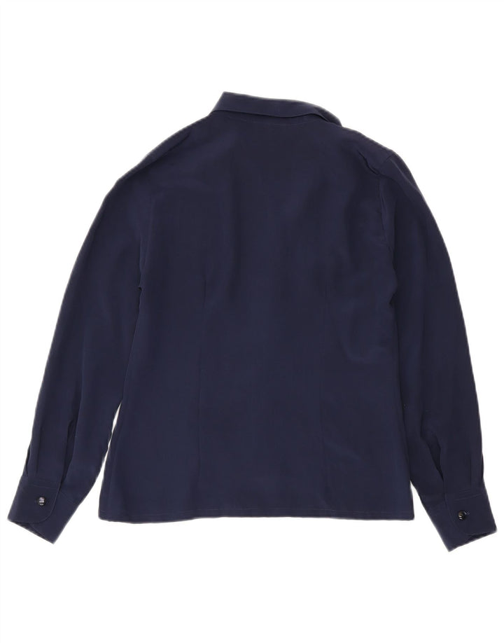 Vintage Γυναικείο Πουκάμισο Μπλούζα IT 44 Medium Navy Blue Silk