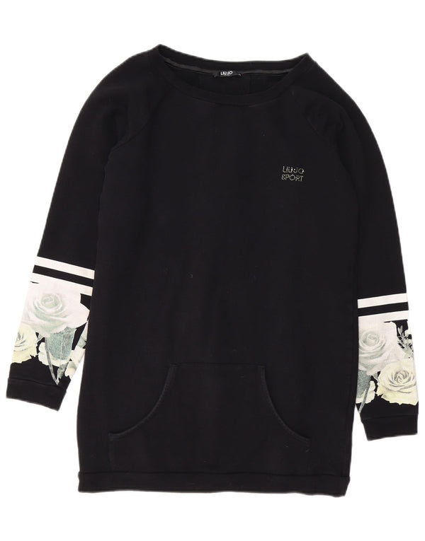 Liu Jo Γυναικεία φούτερ Longline Loose Fit Jumper UK 10 Small Black Floral