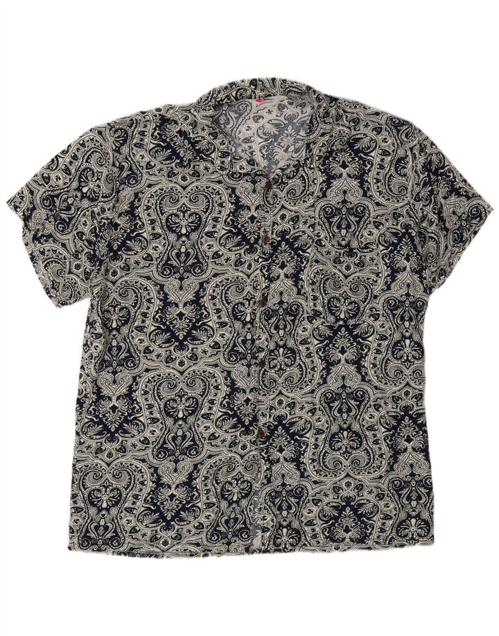 Vintage Ανδρικό κοντομάνικο πουκάμισο μεγάλο Navy Blue Paisley