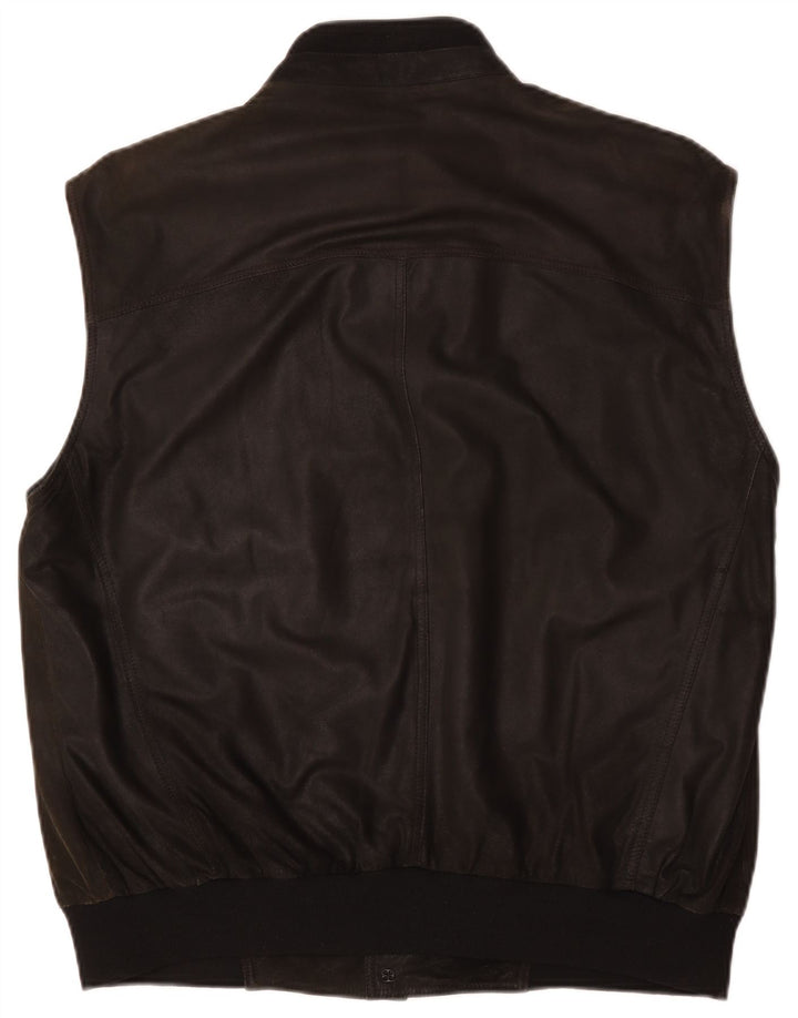 Striwa Ανδρικό Δερμάτινο Gilet IT 58 4XL Μαύρο Δερμάτινο