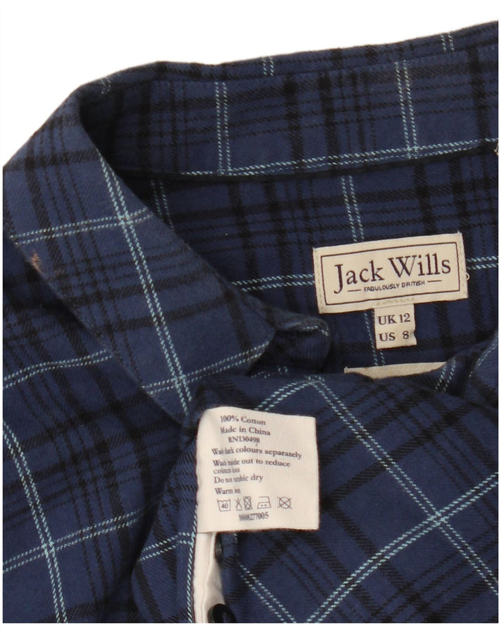 Γυναικείο φανελένιο πουκάμισο JACK WILLS UK 12 μεσαίο μπλε ναυτικό καρό βαμβακερό