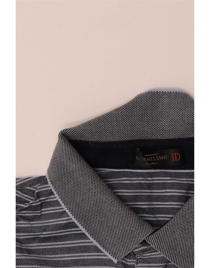 Corneliani Ανδρικό Πόλο Μπλουζάκι IT 52 Μεγάλο Μπλε Ριγέ Πολυεστέρας