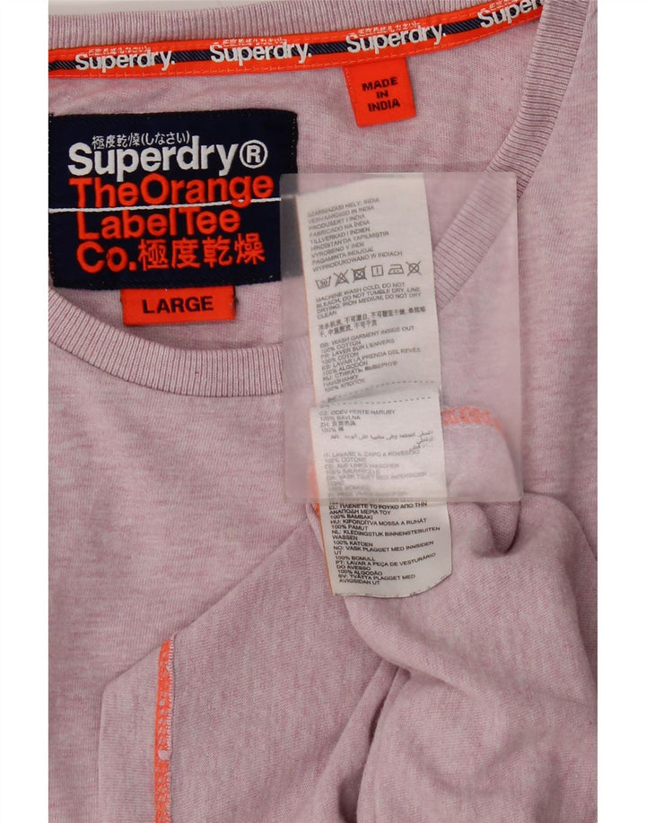 Superdry Γυναικείο T-Shirt Top UK 16 μεγάλο ροζ βαμβακερό