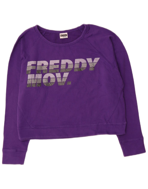 Γυναικείο γραφικό φούτερ Freddy Crop Jumper UK 12 μεσαίο μωβ βαμβακερό