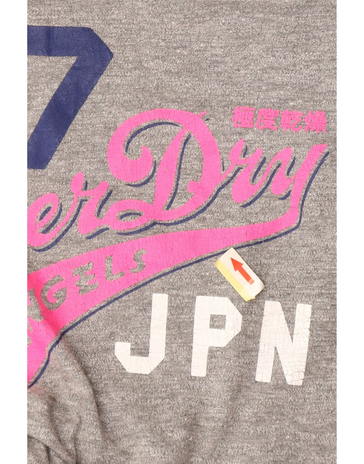 Γυναικείο γραφικό μπλουζάκι Superdry Top UK 14 Large Grey Cotton