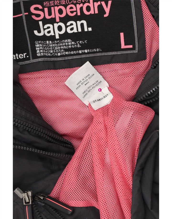 Γυναικείο γραφικό μπουφάν βροχής SUPERDRY UK 16 Large Grey Polyester