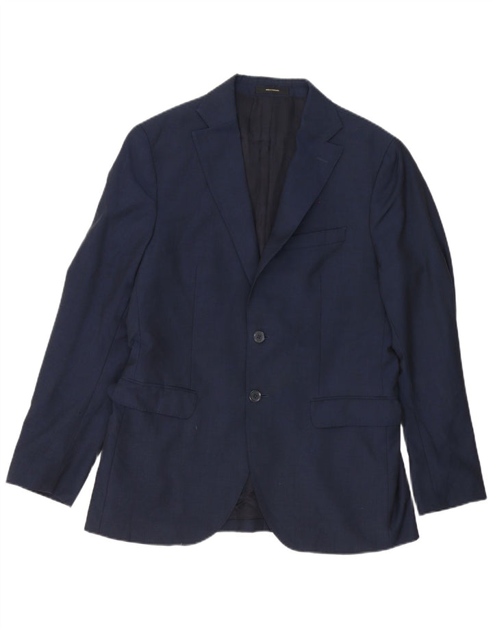Massimo Dutti Ανδρικό σακάκι με 2 κουμπιά μπλέιζερ IT 48 μεσαίου μπλε μαλλί