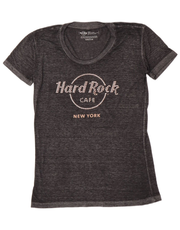 Hard Rock Cafe Γυναικείο T-Shirt με γραφικά τοπ UK 10 Small Grey Flecked Cotton
