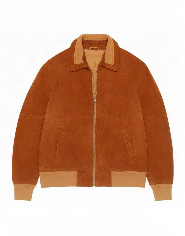 Vintage Ανδρικό Suede Bomber Jacket IT 52 XL Brown Colourblock