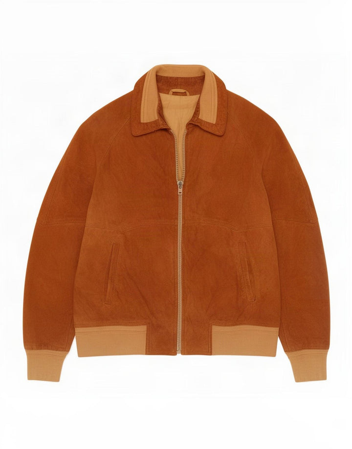 Vintage Ανδρικό Suede Bomber Jacket IT 52 XL Brown Colourblock