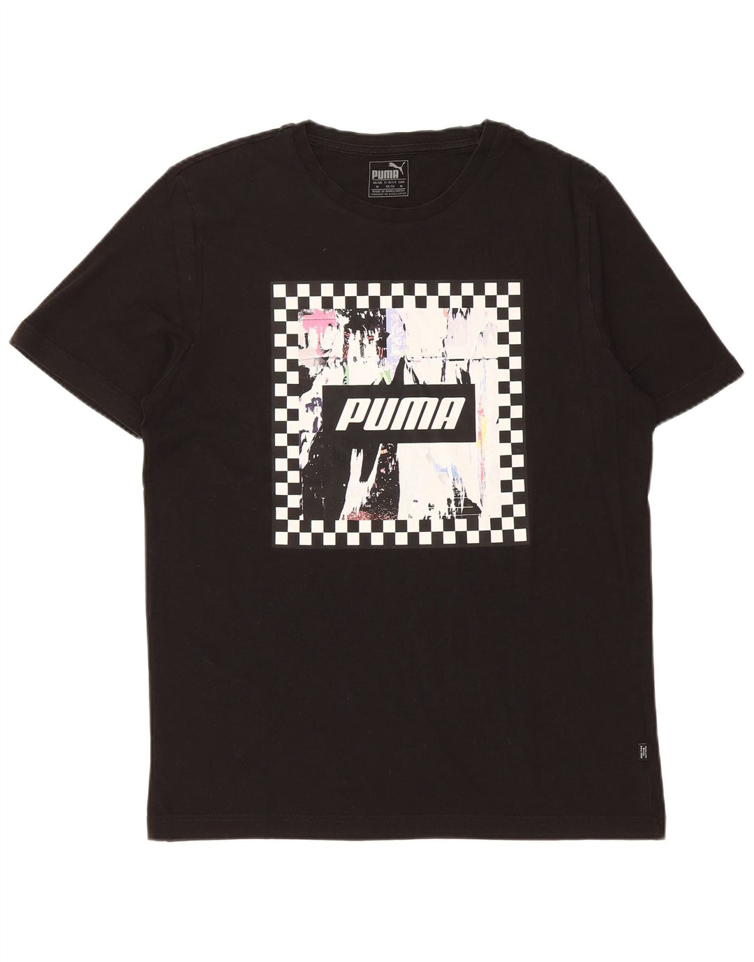 PUMA Mens Graphic T-Shirt Top Medium Black
