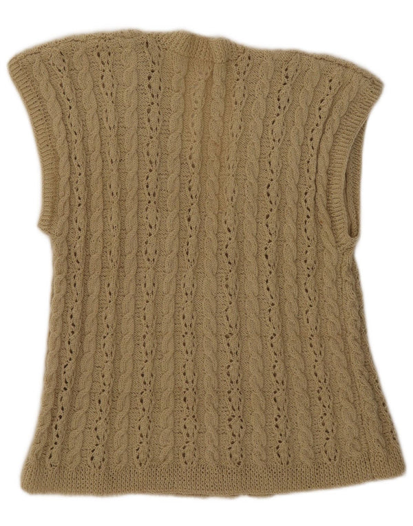 Vintage Womens Sleeveless Cardigan Sweater UK 14 Medium Green