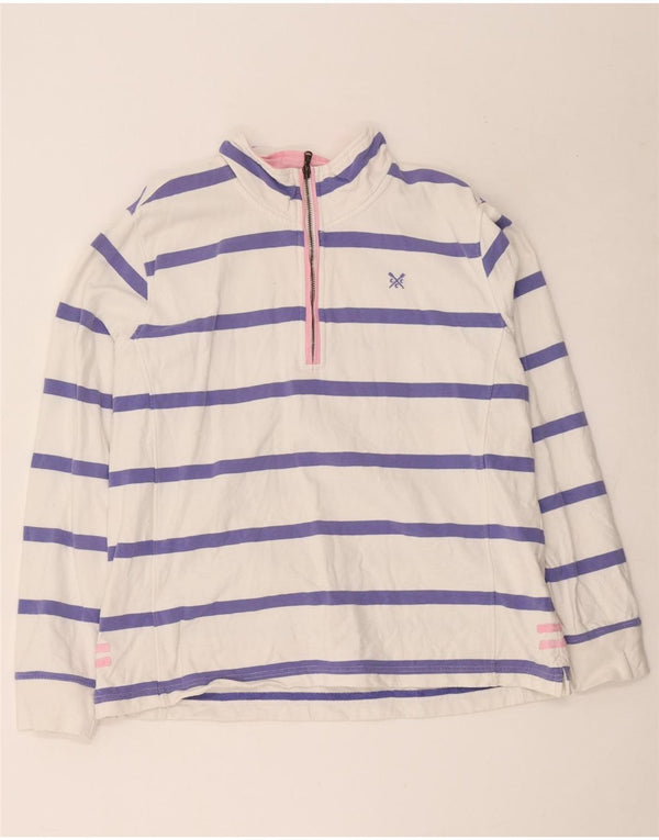 Crew Clothing Γυναικεία φούτερ με φερμουάρ Jumper UK 16 Large White ριγέ