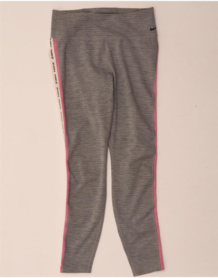 Γυναικεία Nike Dri Fit Graphic κολάν UK 12 μεσαίου γκρι πολυεστέρας