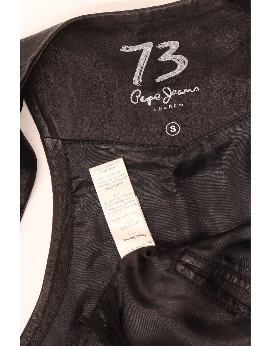 Γυναικείο δερμάτινο γιλέκο PEPE JEANS UK 10 Small Black Leather Cowboy