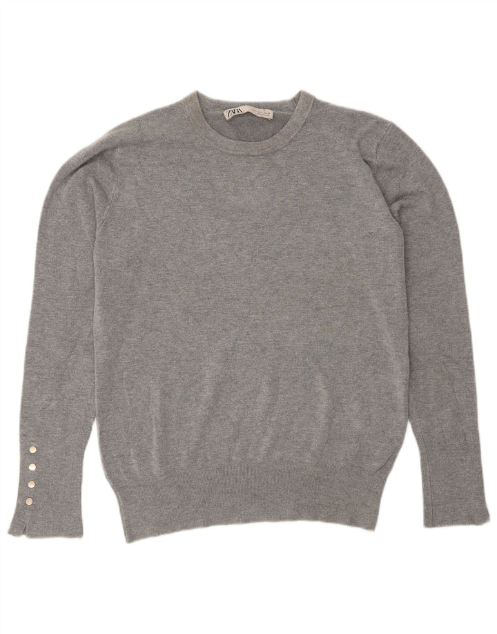 Zara Γυναικείο πουλόβερ με λαιμόκοψη UK 14 Large Grey