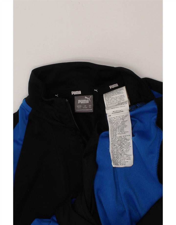 PUMA Boys Tracksuit Top Jacket 11-12 Years Black Colourblock Polyester Vintage Puma and Second-Hand Puma from Messina Hembry 