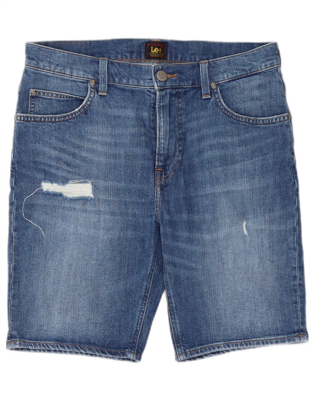 Lee Womens Rider Distressed τζιν σορτς W31 μεσαίο μπλε βαμβακερό