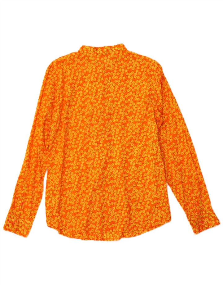 BENETTON Γυναικείο πουκάμισο Μπλούζα UK 12 Medium Orange Floral