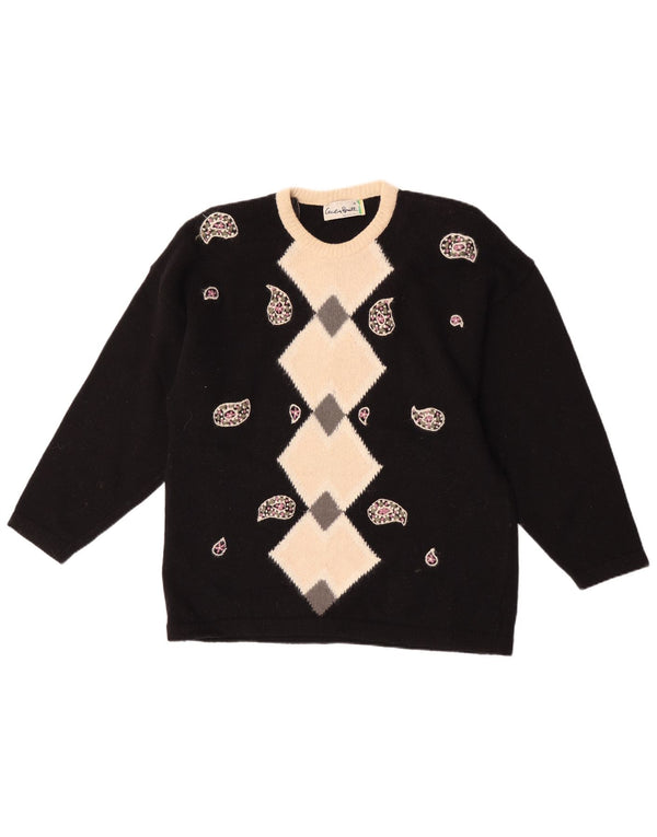 Cecilia Benetti Γυναικείο πουλόβερ με λαιμόκοψη UK 16 Large Μαύρο